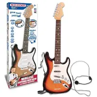 Bontempi | Rock On – Guitare rock électronique sans fil avec micro, bandoulière et morceaux préenregistrés, 67 cm, orange