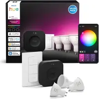 Philips Hue White and Color Kit de Démarrage GU10 Lot de 3 + Bridge Pro + Variateur