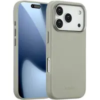 Accezz Coque arrière en cuir avec MagSafe pour Apple iPhone 17 Pro - Light Grey