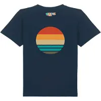 Watabout.kids T-Shirt 'Retro Sunset Ocean' beige / bleu marine / orange / rouge sang
