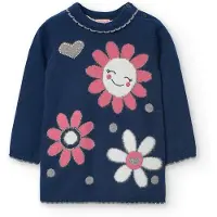 Boboli Knitwear Long Sleeve Dress Bleu 24 Months Fille