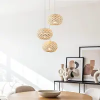 LumenXL Lampe suspendue à 3 lumières en rotin Canaba avec design tressé