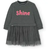Boboli Fleece Combined Long Sleeve Dress Gris 6 Years Fille
