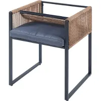 Casa.pro Ensemble de jardin 'Accadia' 3 pièces avec coussins corde tressée structure métal noir/brun