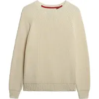 Superdry pour femme. W6110672A Pull décontracté en tricot côtelé beige (XS), Casuel, Coton