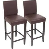 Mendler Lot de 2 tabourets de bar M37, simili-cuir mat marron/pieds foncés