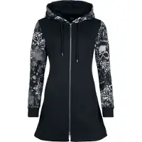 Black premium by emp Sweat-shirt zippé à capuche de Black Premium by EMP - Skull & Roses - S - XXL - pour Femme - noir - Taille XXL
