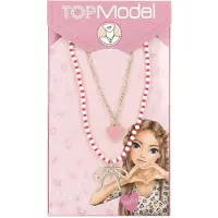 TOPModel - Double Layer Necklace LEOHEART - Gold, Pink, White, Red - 46.5 cm 5 cm, (Acrylique, Laiton, Nylon, Zinc)