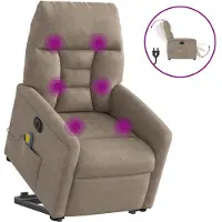 vidaXL Fauteuil de massage Releveur électrique Taupe Tissu microfibre