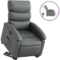 vidaXL Fauteuil relax releveur électrique gris similicuir