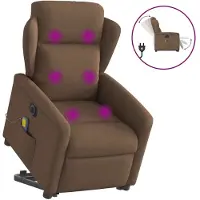 vidaXL Fauteuil de massage électrique avec releveur Marron Tissu
