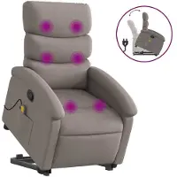 vidaXL Fauteuil de massage avec releveur Taupe Tissu