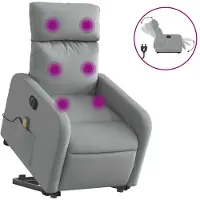 vidaXL Fauteuil de massage électrique avec releveur Tissu gris clair