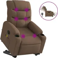 vidaXL Fauteuil de massage électrique avec releveur Marron Tissu