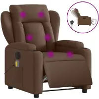 vidaXL Fauteuil de massage électrique Marron Tissu