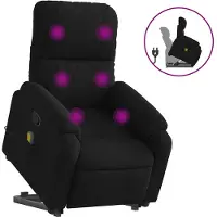 vidaXL Fauteuil de massage avec releveur Noir Tissu microfibre