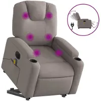 vidaXL Fauteuil de massage électrique avec releveur Taupe Tissu