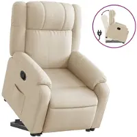 vidaXL Fauteuil relax avec releveur Crème Tissu