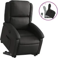 vidaXL Fauteuil relax avec releveur Noir cuir véritable