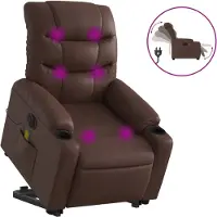vidaXL Fauteuil de massage avec releveur électrique brun similicuir