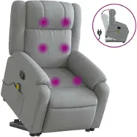 vidaXL Fauteuil de massage avec releveur Gris clair Tissu