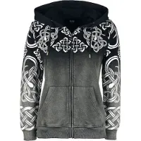 Black premium by emp Sweat-shirt zippé à capuche de - Veste à Capuche avec Dégradé de Couleur & Motifs Celtiques - S - 5XL - pour Femme - gris - Taille XXL