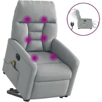 vidaXL Fauteuil de massage électrique avec releveur Tissu gris clair
