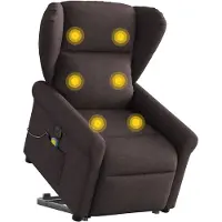 vidaXL Fauteuil de massage avec releveur Tissu marron foncé