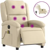 vidaXL Fauteuil de massage électrique Crème Tissu