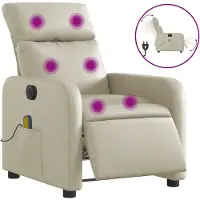 vidaXL Fauteuil de massage électrique Crème similicuir