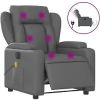 vidaXL Fauteuil de massage électrique gris similicuir