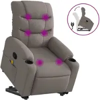 vidaXL Fauteuil de massage avec releveur Taupe Tissu