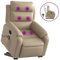 vidaXL Fauteuil de massage avec releveur Cappuccino-Brun Similicuir