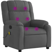 vidaXL Fauteuil de massage gris foncé Tissu
