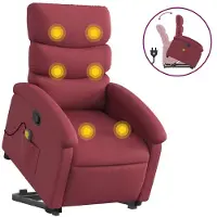 vidaXL Fauteuil de massage avec releveur vin rouge Tissu