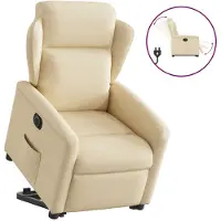 vidaXL Fauteuil relax avec releveur électrique Crème Tissu