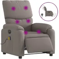 vidaXL Fauteuil de massage électrique Taupe Tissu