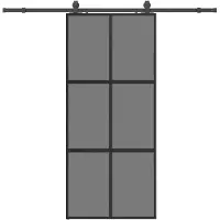 vidaXL Porte coulissante avec ferrure noire 90x205 cm verre trempé