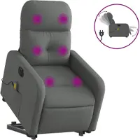 vidaXL Fauteuil de massage électrique avec releveur Tissu gris foncé