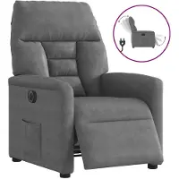vidaXL Fauteuil relax Électrique Gris foncé Tissu microfibre