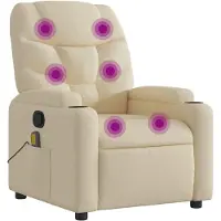 vidaXL Fauteuil de massage Crème Tissu