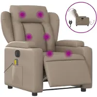vidaXL Fauteuil de massage électrique Cappuccino-Brun Similicuir