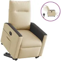 vidaXL Fauteuil relax avec releveur électrique Crème Tissu