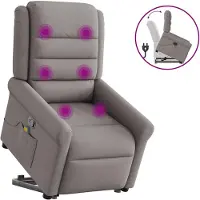 vidaXL Fauteuil de massage avec releveur Taupe Tissu