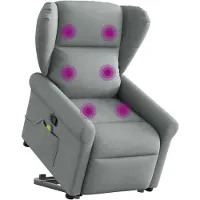 vidaXL Fauteuil de massage avec releveur Gris clair Tissu
