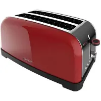 Cecotec Grille-pain vertical Toastin' time 1500 Red Lite, 1500 W de puissance, Capacité pour 4 tartines, Double fente longue et