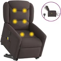 vidaXL Fauteuil de massage électrique avec releveur Tissu marron foncé