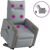 vidaXL Fauteuil de massage électrique avec releveur Tissu gris clair