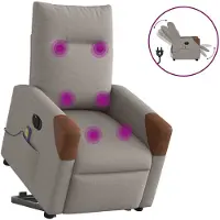 vidaXL Fauteuil de massage électrique avec releveur Taupe Tissu