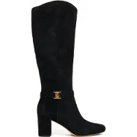 Ralph Lauren pour femme. 802967843001 Mate Bottes en cuir poly noir (36), 5 à 8 cm, Fermeture éclair, Casuel